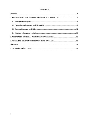 Pelningumo bei jam įtaką darančių išorinių veiksnių vertinimas. Paveikslėlis 2