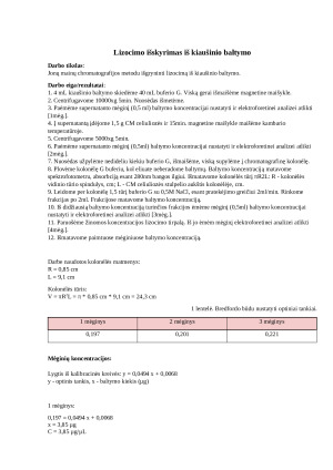 Lizocimo išskyrimas iš kiaušinio baltymo. Paveikslėlis 1