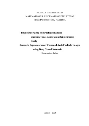 Bepiločių orlaivių nuotraukų semantinis segmentavimas naudojant gilųjį neuroninį tinklą