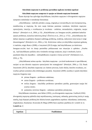 Kūrybinio mąstymo ugdymas taikant problemų sprendimą pirmoje klasėje atvejo analizė. Paveikslėlis 8