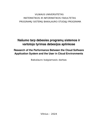 Našumo tarp debesies programų sistemos ir vartotojo tyrimas debesijos aplinkose