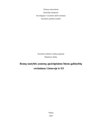 Romų tautybės asmenų apsirūpinimo būstu galimybių vertinimas Lietuvoje ir ES