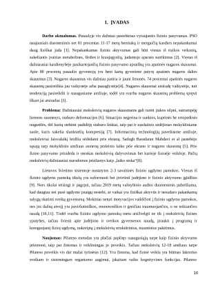 Pilateso metodo poveikis 12-18 metų moksleivių apatinės nugaros dalies skausmui, liemens ištvermei ir lankstumui. Paveikslėlis 10