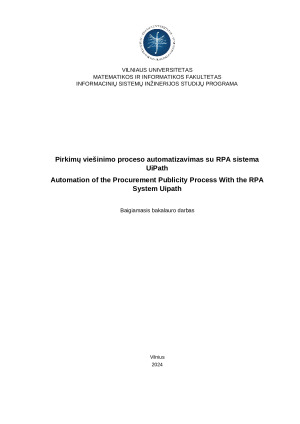 Pirkimų viešinimo proceso automatizavimas su RPA sistema UiPath