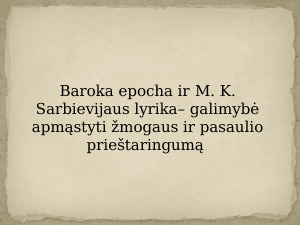 Pamoka apie Baroką ir M. K. Sarbievijų. Mokomoji medž. Paveikslėlis 1