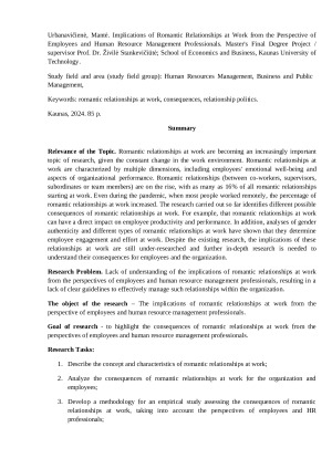 Romantinių santykių darbe pasekmės iš darbuotojų ir žmonių išteklių valdymo profesionalų perspektyvos. Paveikslėlis 4