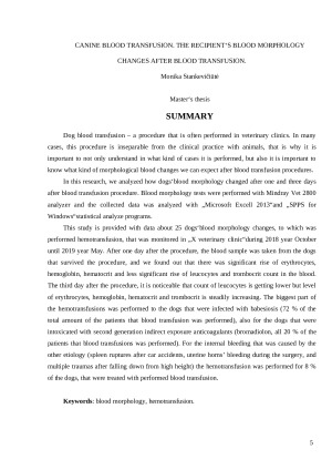Šunų kraujo transfuzija. Recipiento kraujo morfologiniai pokyčiai po kraujo transfuzijos. Paveikslėlis 5