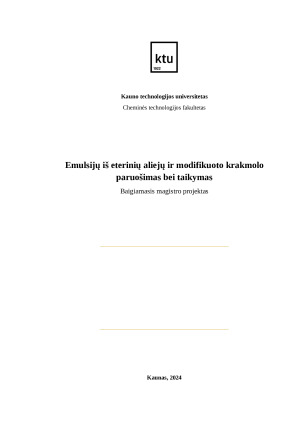 Emulsijų iš eterinių aliejų ir modifikuoto krakmolo paruošimas bei taikymas