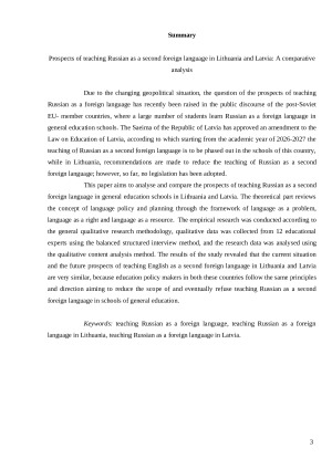 Rusų kaip antrosios užsienio kalbos mokymo perspektyvos Lietuvoje ir Latvijoje lyginamoji analizė. Paveikslėlis 3