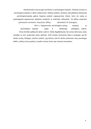 Darbo charakteristikų, darbuotojų psichologinio kapitalo, perdegimo ir įsitraukimo į darbą sąsajos. Paveikslėlis 9