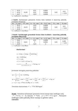 Medžiagos tankio nustatymas ir atsitiktinių paklaidų apskaičiavimas. Paveikslėlis 2