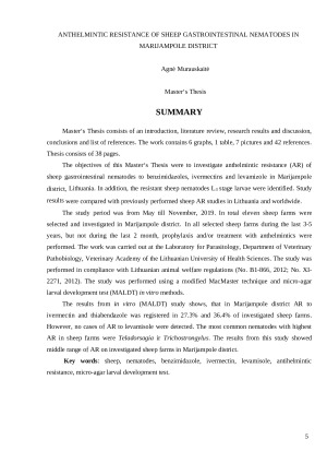 Avių virškinamojo trakto nematodų rezistentiškumas antihelmintinėms medžiagoms Marijampolės rajone. Paveikslėlis 5
