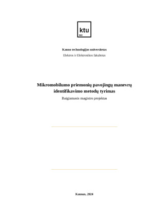 Mikromobilumo priemonių pavojingų manevrų identifikavimo metodų tyrimas
