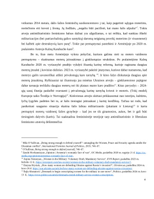 FEMINIZMAS MILITARIZACIJOS SĄLYGOMIS ARMĖNIJOS ATVEJO ANALIZĖ. Paveikslėlis 4