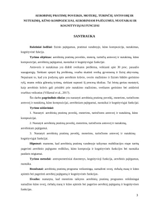 AEROBINIŲ PRATIMŲ POVEIKIS, MOTERŲ, TURINČIŲ ANTSVORĮ IR NUTUKIMĄ, KŪNO KOMPOZICIJAI, AEROBINIAM PAJĖGUMUI, NUOTAIKAI IR KONGNITYVIĄJAI FUNKCIJAI. Paveikslėlis 3