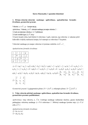 Kurso Matematika 1 egzamino klausimai