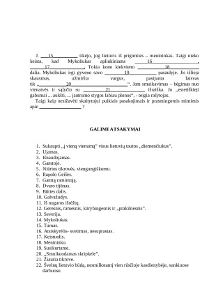 Išplėtokite tekstą remdamiesi skaitytais Tumo-Vaižganto kūriniais bei turimomis žiniomis apie J. Tumo-Vaižganto kūrybą. Paveikslėlis 2