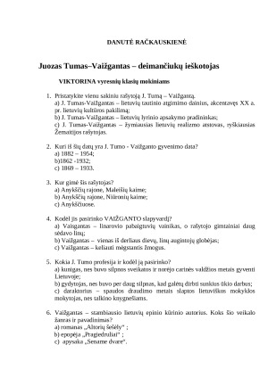 Juozas Tumas- Vaižgantas. Testas viktorina. Paveikslėlis 1