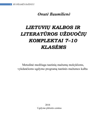 O. Baumilienė. Lietuvių kalbos ir literatūros užduočių komplektai 7–10 klasėms. Paveikslėlis 1