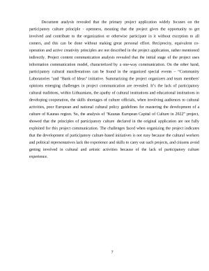 DALYVAUJAMOSIOS KULTŪROS PRINCIPAI IR JŲ TAIKYMAS KAUNO EUROPOS KULTŪROS SOSTINĖS 2022 PROJEKTO KOMUNIKACIJOJE. Paveikslėlis 7