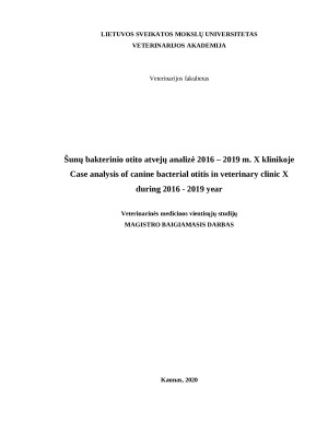 Šunų bakterinio otito atvejų analizė 2016 – 2019 m. X klinikoje