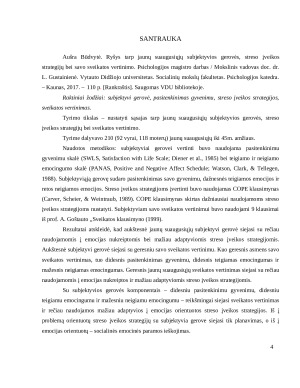 RYŠYS TARP JAUNŲ SUAUGUSIŲJŲ SUBJEKTYVIOS GEROVĖS, STRESO ĮVEIKOS STRATEGIJŲ BEI SAVO SVEIKATOS VERTINIMO. Paveikslėlis 4