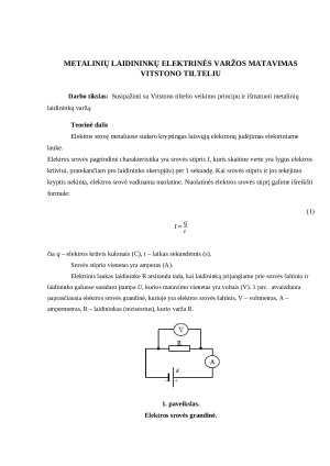 Metalų laidininkų elektrinės varžos matavimas Vitstono tilteliu. Paveikslėlis 2