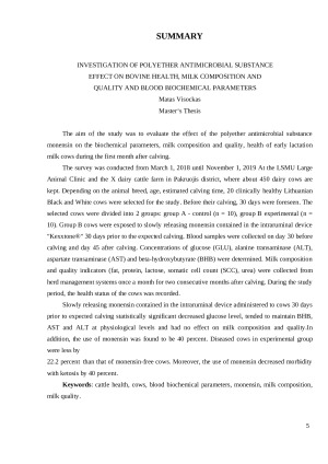 Polieterio antimikrobinės medžiagos įtakos tyrimai galvijų sveikatingumui, pieno sudėčiai ir kokybei bei kraujo biocheminiams rodikliams. Paveikslėlis 5