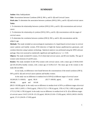 CITOKINŲ (INF-β, INF-γ ir IL-1β) IR GIMDOS KAKLELIO VĖŽIO SĄSAJOS. Paveikslėlis 5