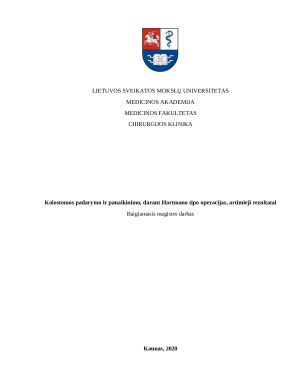 Kolostomos padarymo ir panaikinimo, darant Hartmano tipo operacijas, artimieji rezultatai