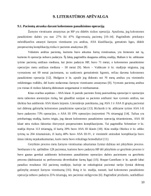 Kolostomos padarymo ir panaikinimo, darant Hartmano tipo operacijas, artimieji rezultatai. Paveikslėlis 10