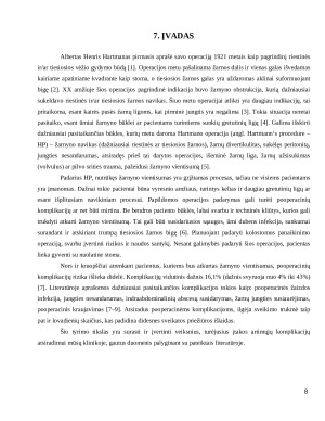Kolostomos padarymo ir panaikinimo, darant Hartmano tipo operacijas, artimieji rezultatai. Paveikslėlis 8
