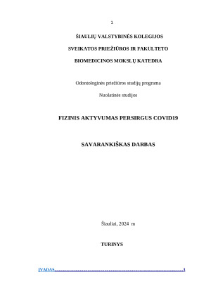 FIZINIS AKTYVUMAS PERSIRGUS COVID19. Paveikslėlis 1