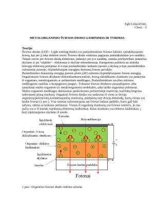 Metalorganinio šviesos diodo gaminimas ir tyrimas