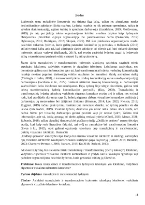 Transakcinės ir transformacinės lyderystės takoskyra leksikono, vadybinės elgsenos ir vizualinio identiteto kontekste. Paveikslėlis 10