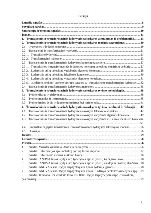 Transakcinės ir transformacinės lyderystės takoskyra leksikono, vadybinės elgsenos ir vizualinio identiteto kontekste. Paveikslėlis 6