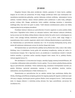 Hipokalcemijos įtaka karvių ligų po atvedimo pasireiškimui tirtame ūkyje. Paveikslėlis 6