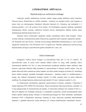 Hipokalcemijos įtaka karvių ligų po atvedimo pasireiškimui tirtame ūkyje. Paveikslėlis 8