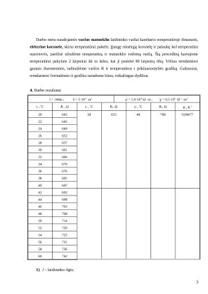 Metalų varžos temperatūrinės priklausomybės tyrimas. Paveikslėlis 3