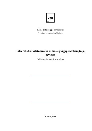 Kalio dihidrofosfato sintezė ir bioaktyviųjų sudėtinių trąšų gavimas