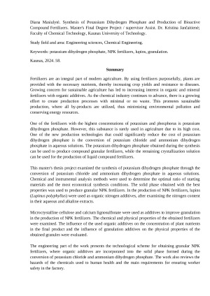 Kalio dihidrofosfato sintezė ir bioaktyviųjų sudėtinių trąšų gavimas. Paveikslėlis 3