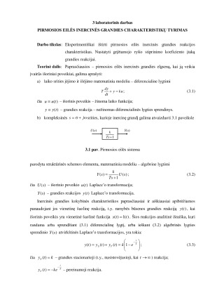PIRMOSIOS EILĖS INERCINĖS GRANDIES CHARAKTERISTIKŲ TYRIMAS