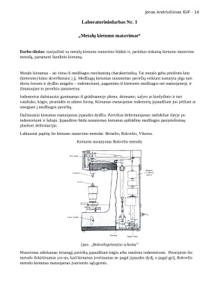 Metalų kietumo matavimas
