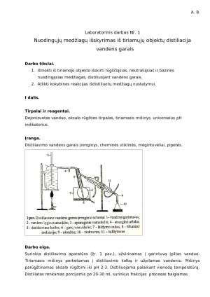 Nuodingųjų medžiagų išskyrimas iš tiriamųjų objektų distiliacija vandens garais. Paveikslėlis 1
