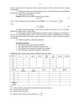 IMPULSO IR ENERGIJOS TVERMĖS DĖSNIŲ TIKRINIMAS. Paveikslėlis 3