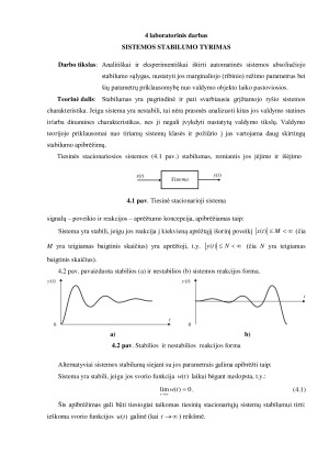 SISTEMOS STABILUMO TYRIMAS