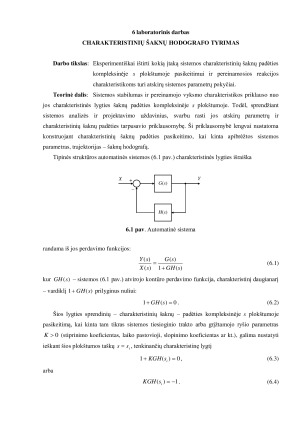 CHARAKTERISTINIŲ ŠAKNŲ HODOGRAFO TYRIMAS