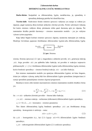 DIFERENCIALINIŲ LYGČIŲ MODELIAVIMAS