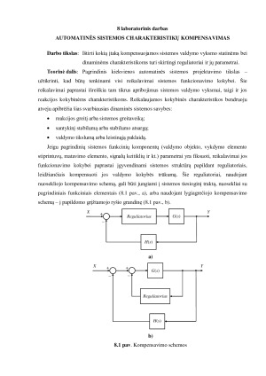 AUTOMATINĖS SISTEMOS CHARAKTERISTIKŲ KOMPENSAVIMAS