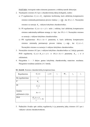 AUTOMATINĖS SISTEMOS CHARAKTERISTIKŲ KOMPENSAVIMAS. Paveikslėlis 5